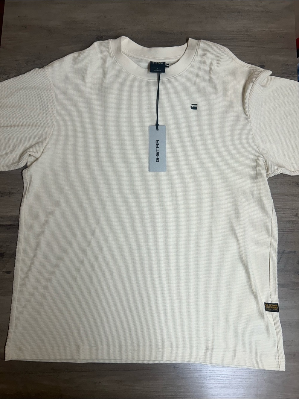 Brand New G-Star Cream Originals RAW Short Sleeve Waffle Crew Shirt